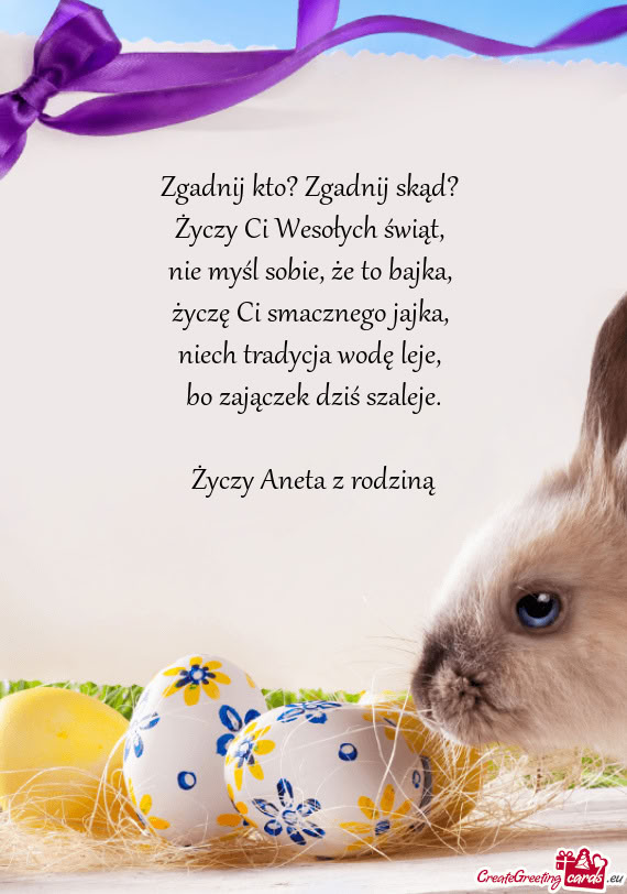Zgadnij kto? Zgadnij skąd?   Życzy Ci Wesołych świąt,   nie myśl sobie,