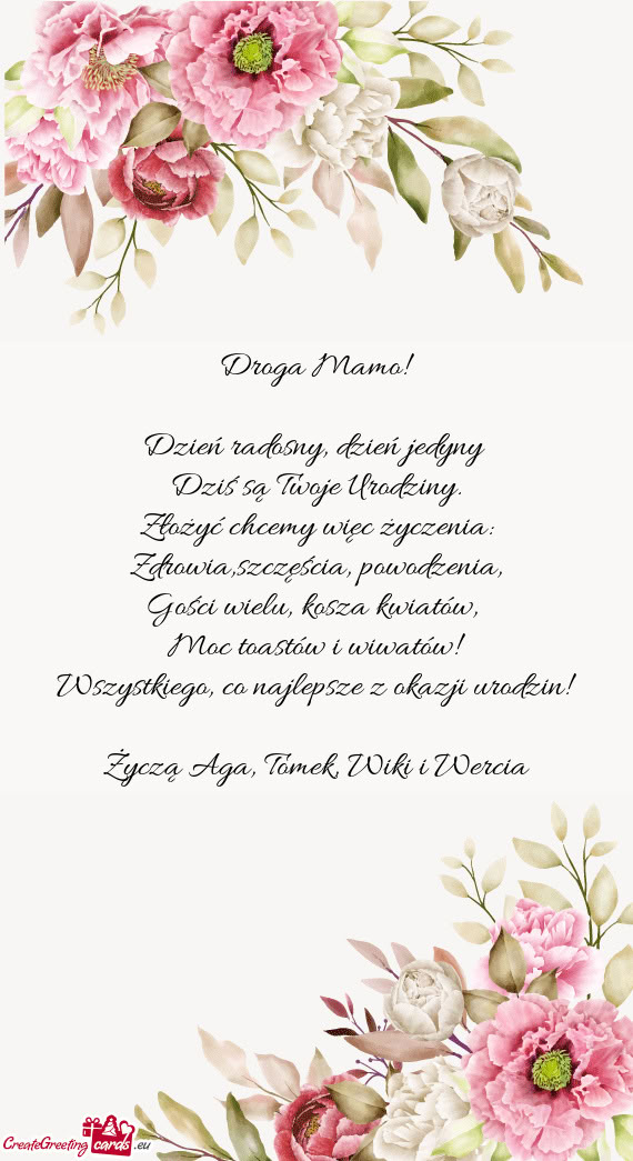 Złożyć chcemy więc życzenia: Zdrowia,szczęścia, powodzenia