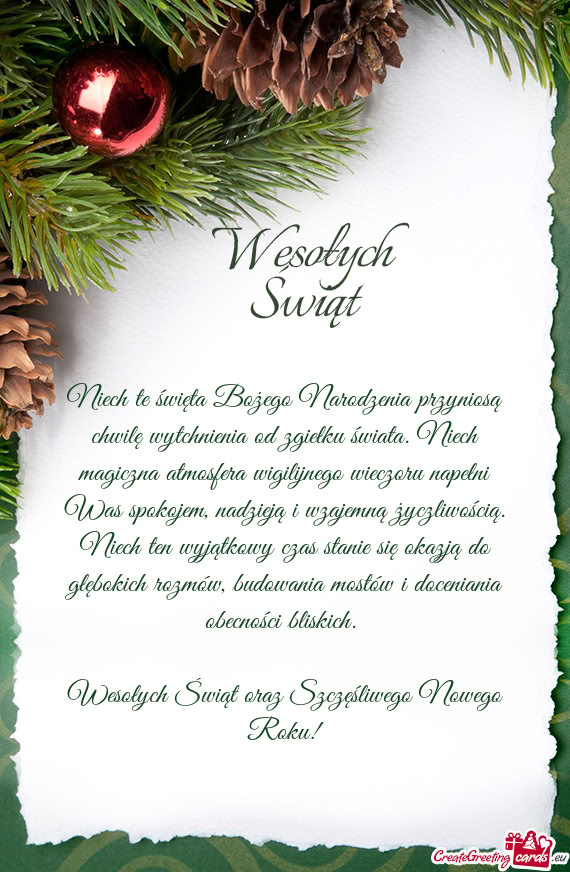 Zna atmosfera wigilijnego wieczoru napełni Was spokojem, nadzieją i wzajemną życzliwością. Nie