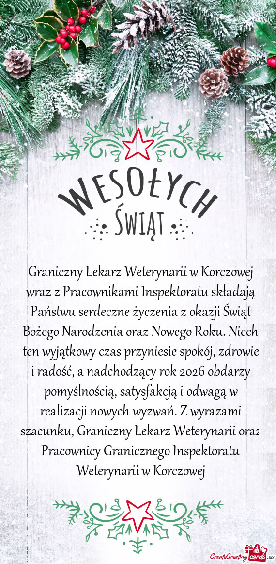 Zne życzenia z okazji Świąt Bożego Narodzenia oraz Nowego Roku. Niech ten wyjątkowy czas przyni