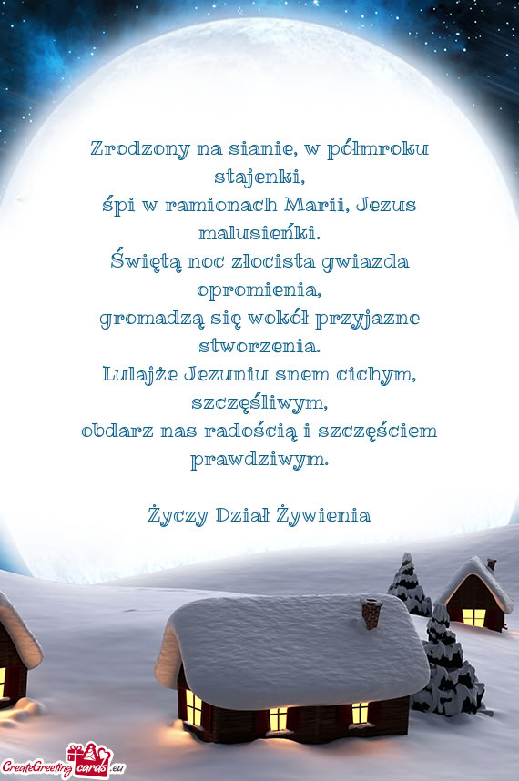 Zrodzony na sianie, w półmroku stajenki,  śpi w ramionach Marii, Jezus