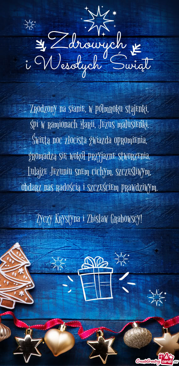 Zrodzony na sianie, w półmroku stajenki,  śpi w ramionach Marii, Jezus