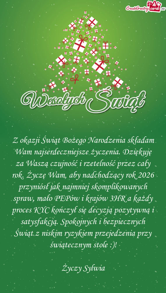 Zujność i rzetelność przez cały rok. Życzę Wam, aby nadchodzący rok 2026 przyniósł jak naj