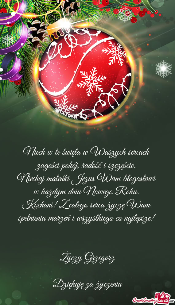 Zy Grzegorz Dziękuję za życzenia