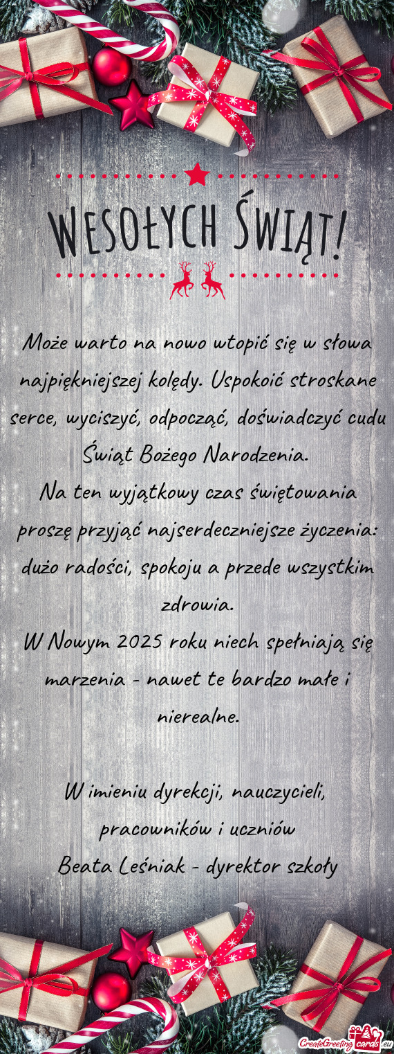 Zyć, odpocząć, doświadczyć cudu Świąt Bożego Narodzenia