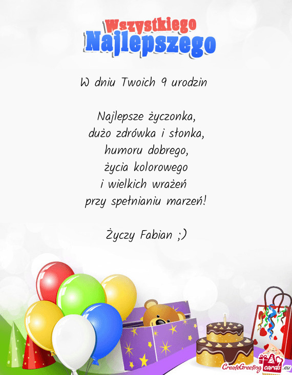 Życia kolorowego i wielkich wrażeń przy spełnianiu marzeń! Fabian ;)