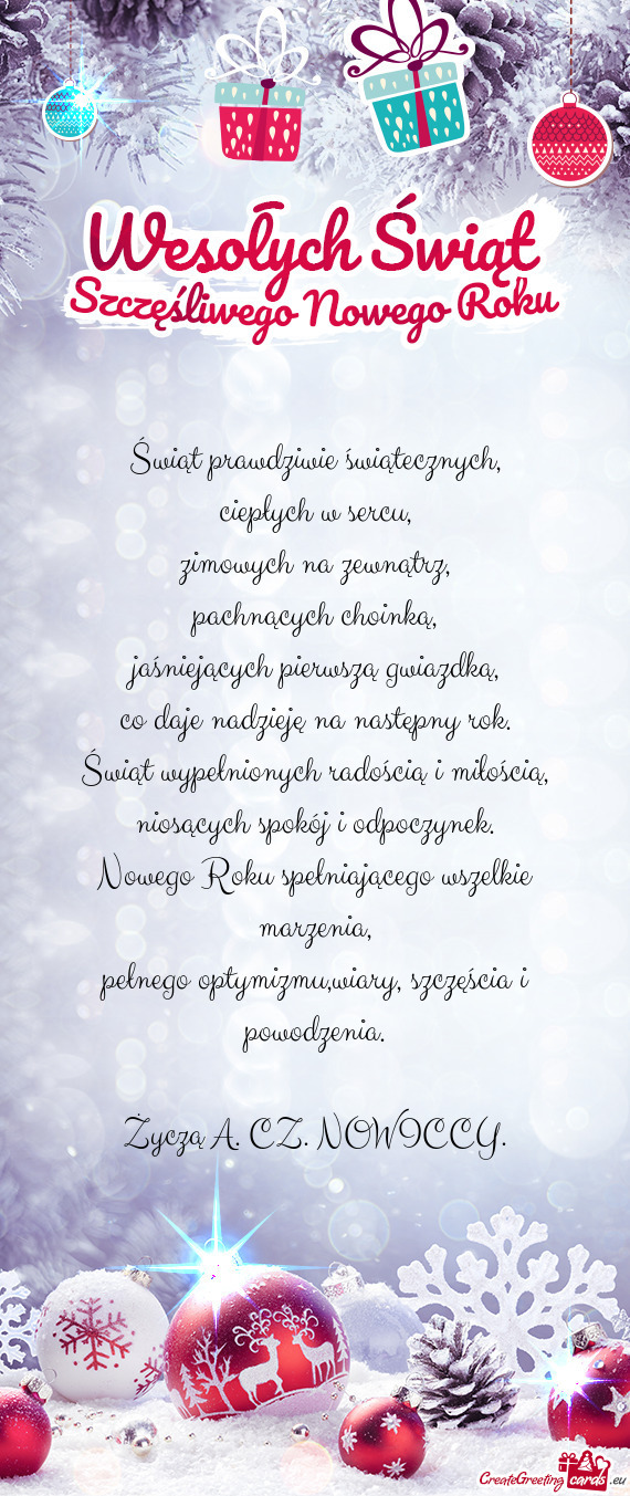 Życzą A. CZ. NOWICCY