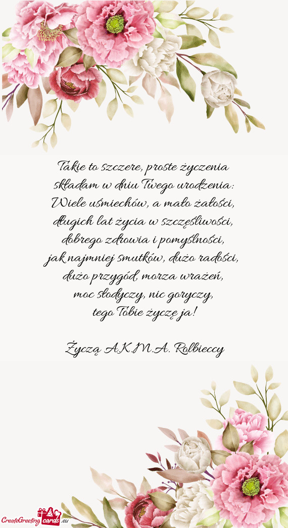 Życzą A.K.M.A. Rolbieccy