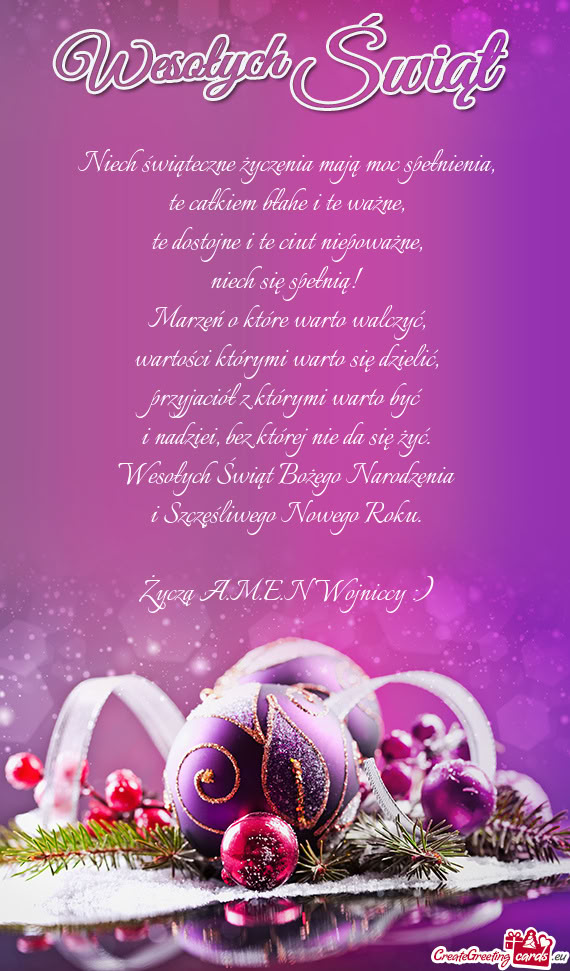 Życzą A.M.E.N Wojniccy :)