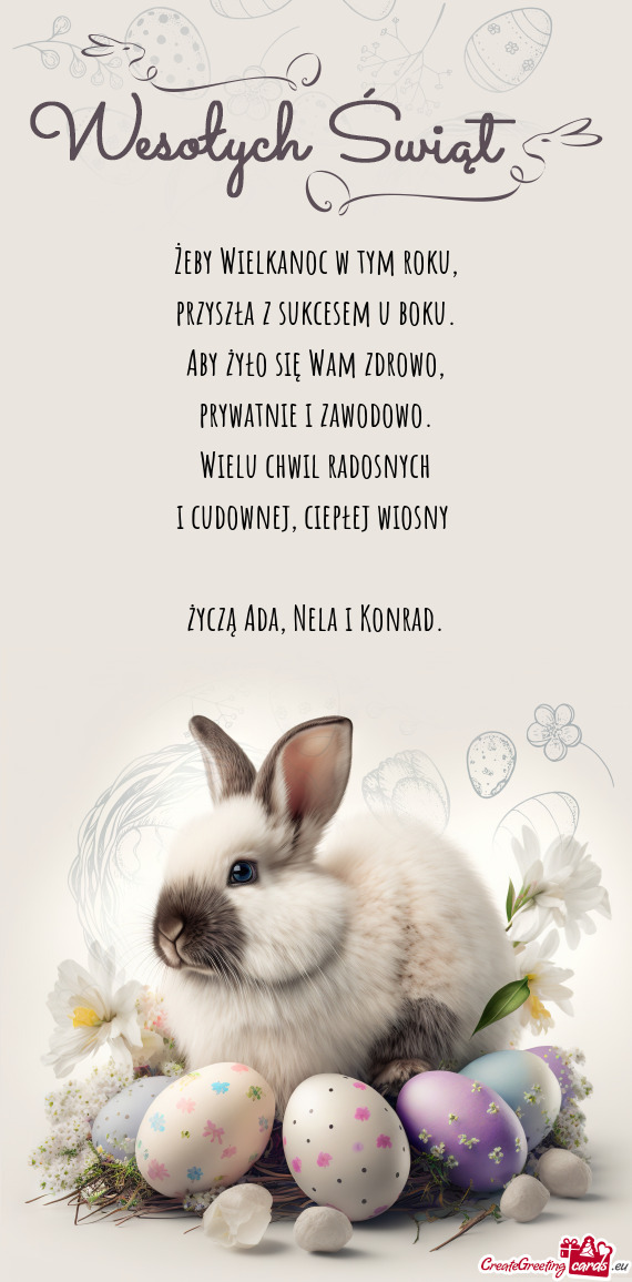 Życzą Ada, Nela i Konrad