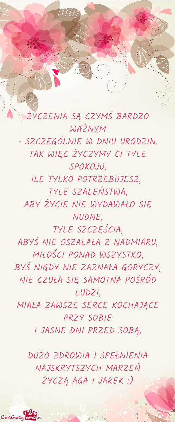 ŻYCZĄ AGA I JAREK :)