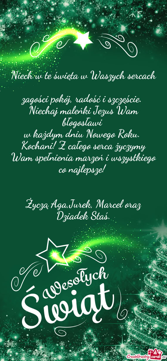 Życzą Aga,Jurek, Marcel oraz Dziadek Staś