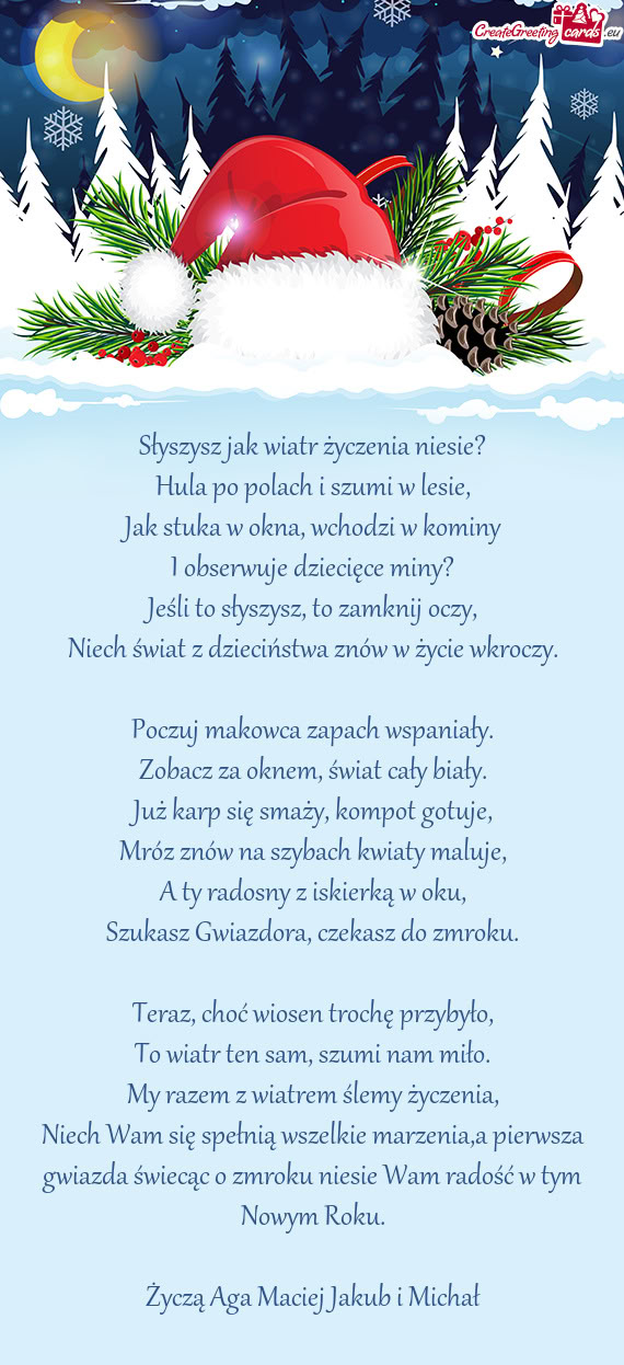 Życzą Aga Maciej Jakub i Michał