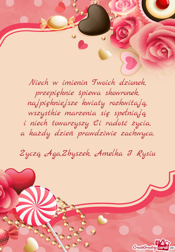 Życzą Aga,Zbyszek, Amelka I Rysiu
