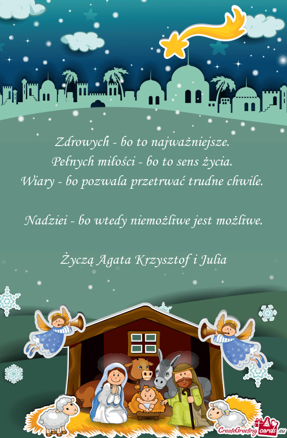Życzą Agata Krzysztof i Julia