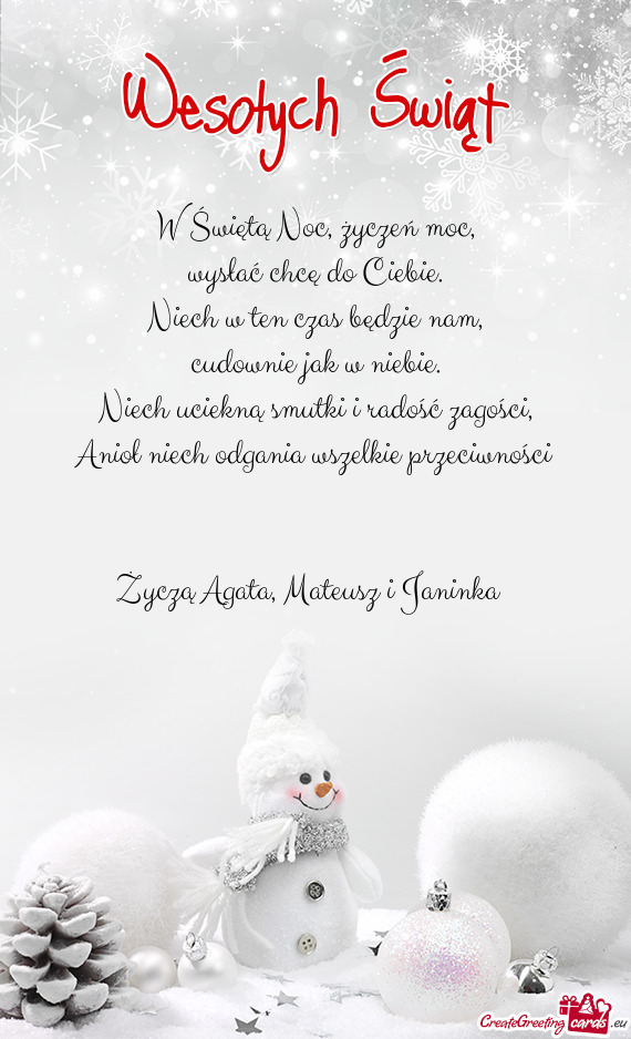 Życzą Agata, Mateusz i Janinka 🎄