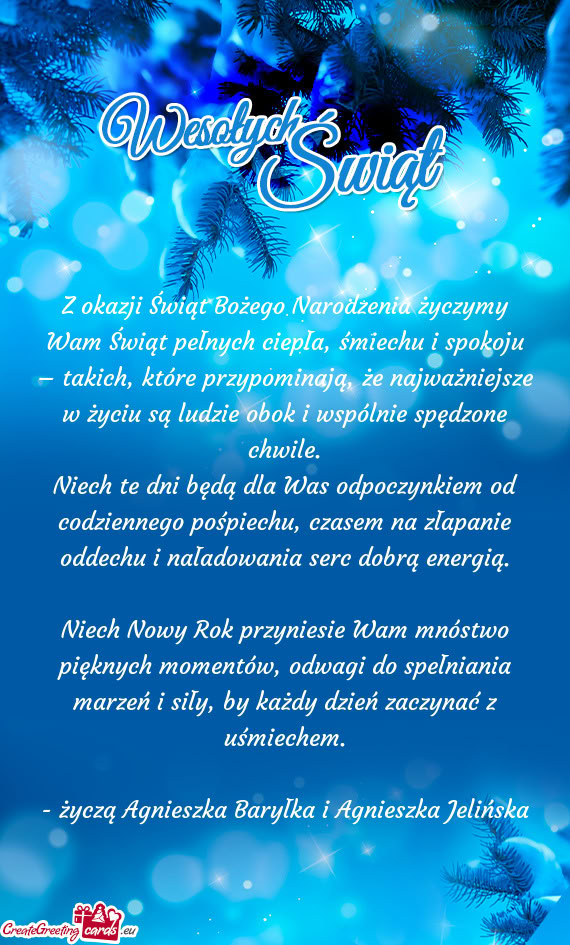 Życzą Agnieszka Baryłka i Agnieszka Jelińska