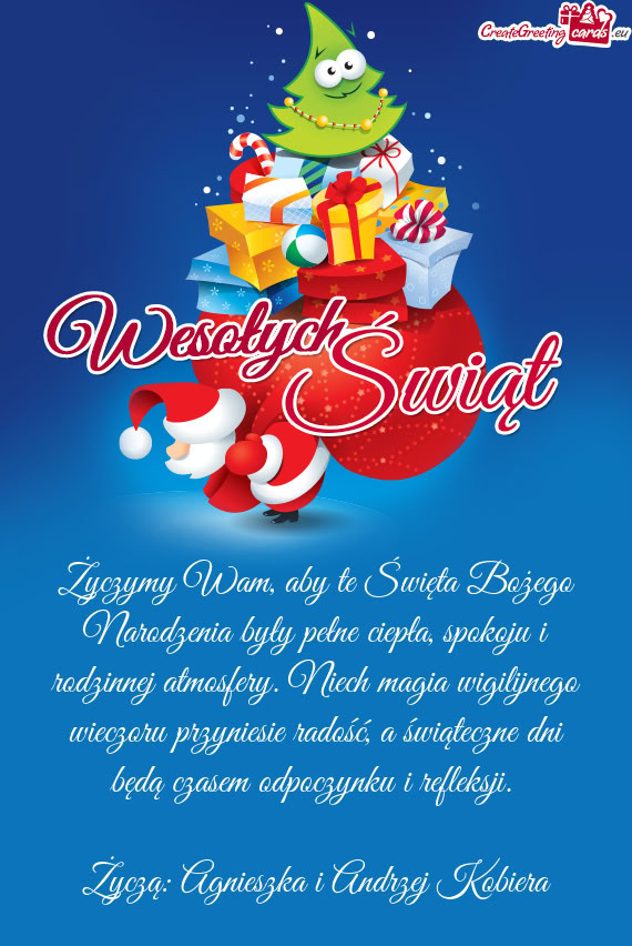 Życzą: Agnieszka i Andrzej Kobiera