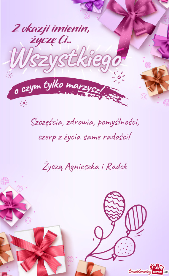 Życzą Agnieszka i Radek