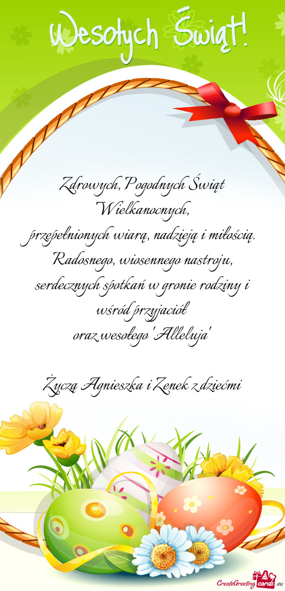 Życzą Agnieszka i Zenek z dziećmi