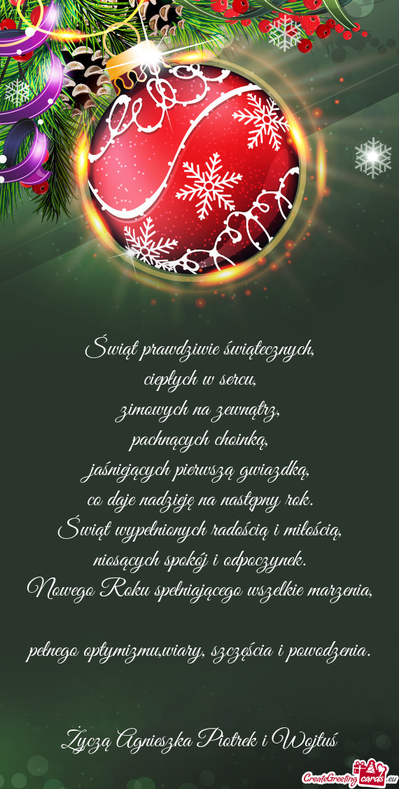 Życzą Agnieszka Piotrek i Wojtuś