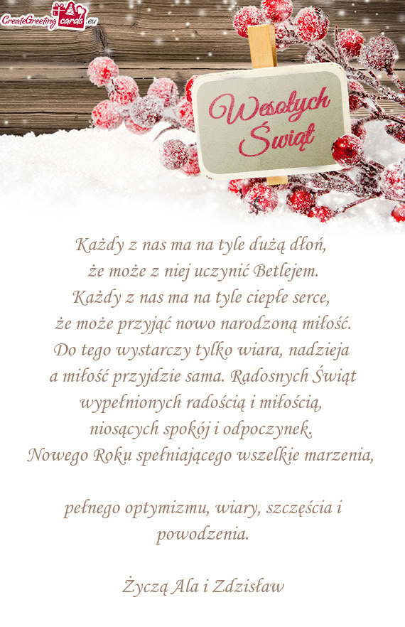 Życzą Ala i Zdzisław