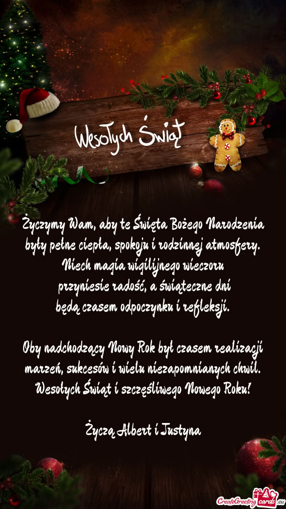 Życzą Albert i Justyna