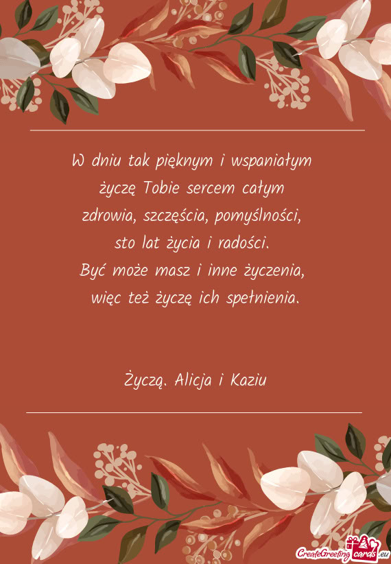 Życzą. Alicja i Kaziu