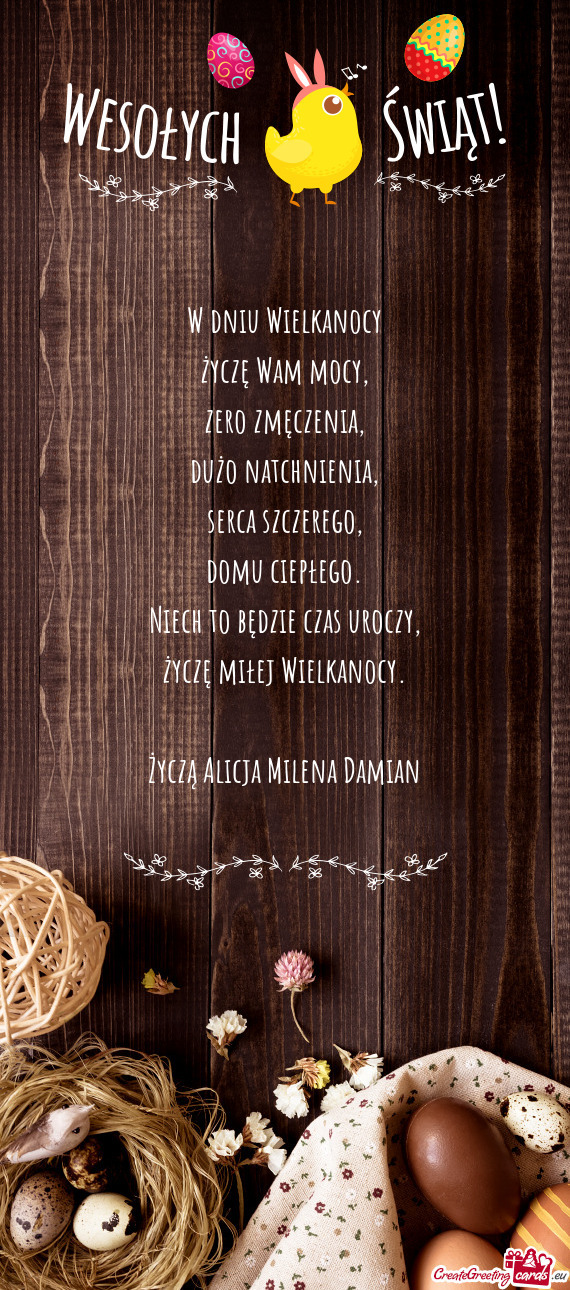 Życzą Alicja Milena Damian