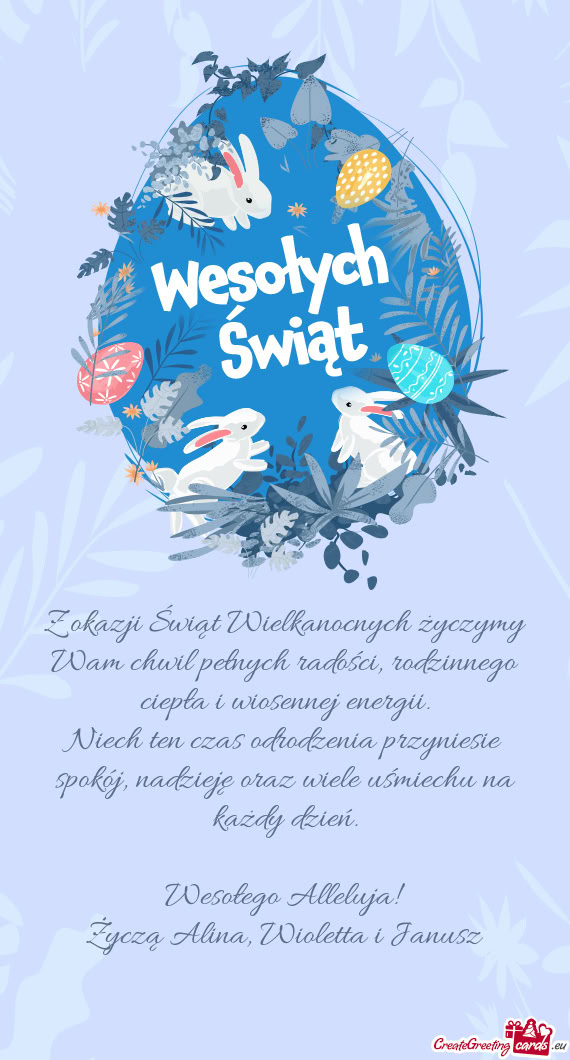 Życzą Alina, Wioletta i Janusz