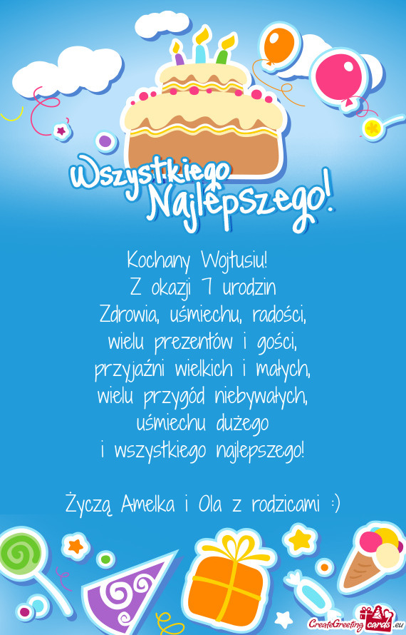 Życzą Amelka i Ola z rodzicami :)