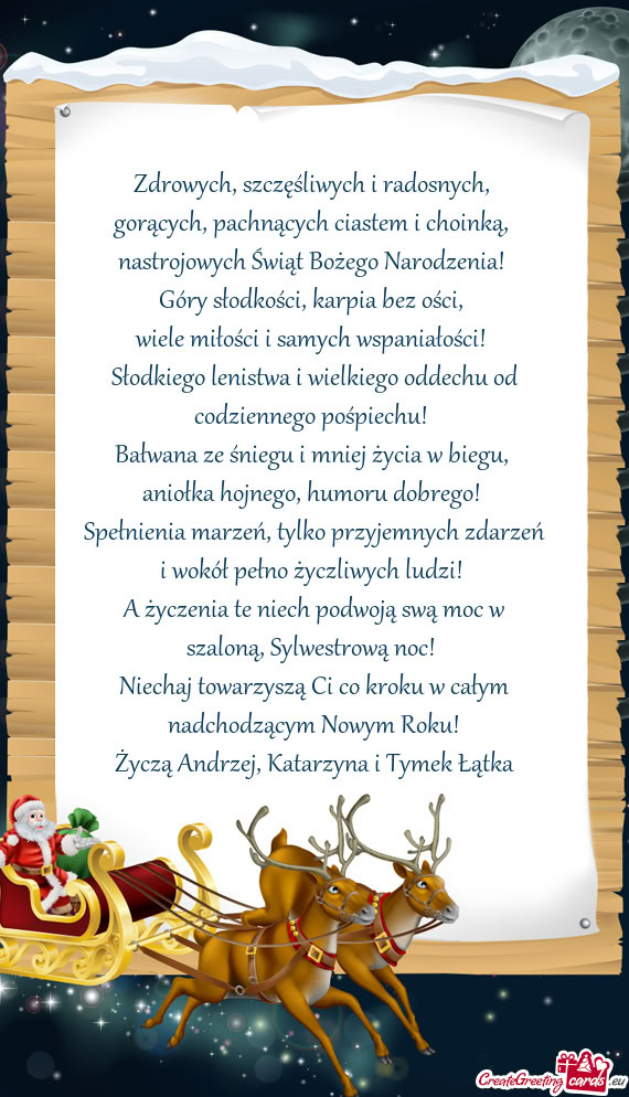 Życzą Andrzej, Katarzyna i Tymek Łątka