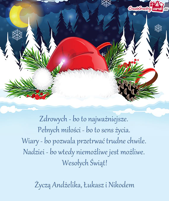 Życzą Andżelika, Łukasz i Nikodem