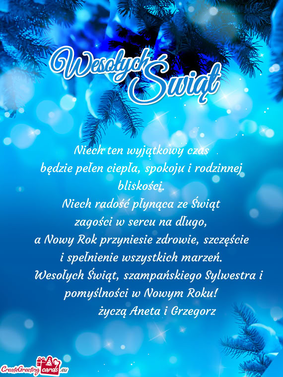 ✨  życzą Aneta i Grzegorz
