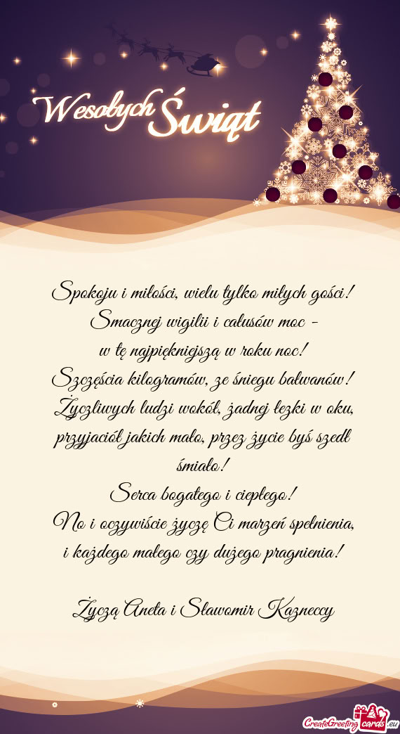 Życzą Aneta i Sławomir Kazneccy