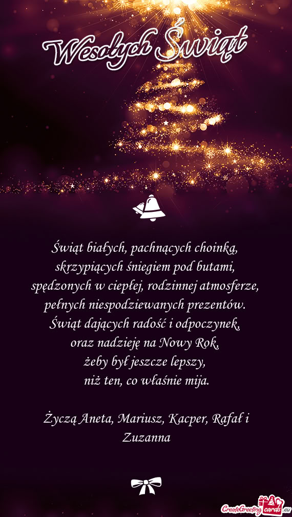 Życzą Aneta, Mariusz, Kacper, Rafał i Zuzanna