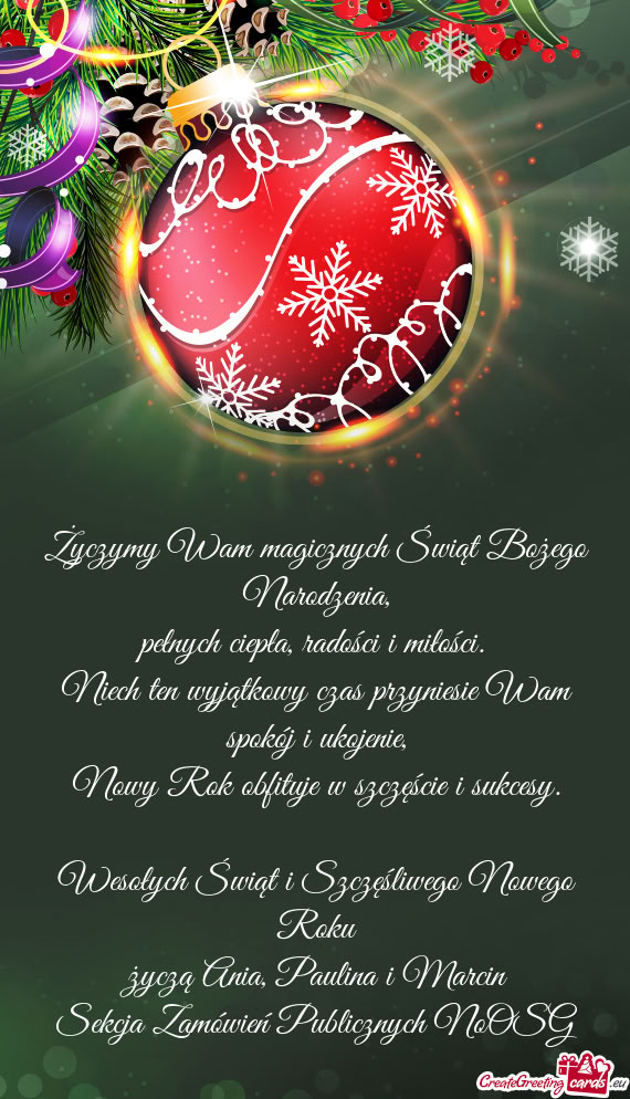 Życzą Ania, Paulina i Marcin