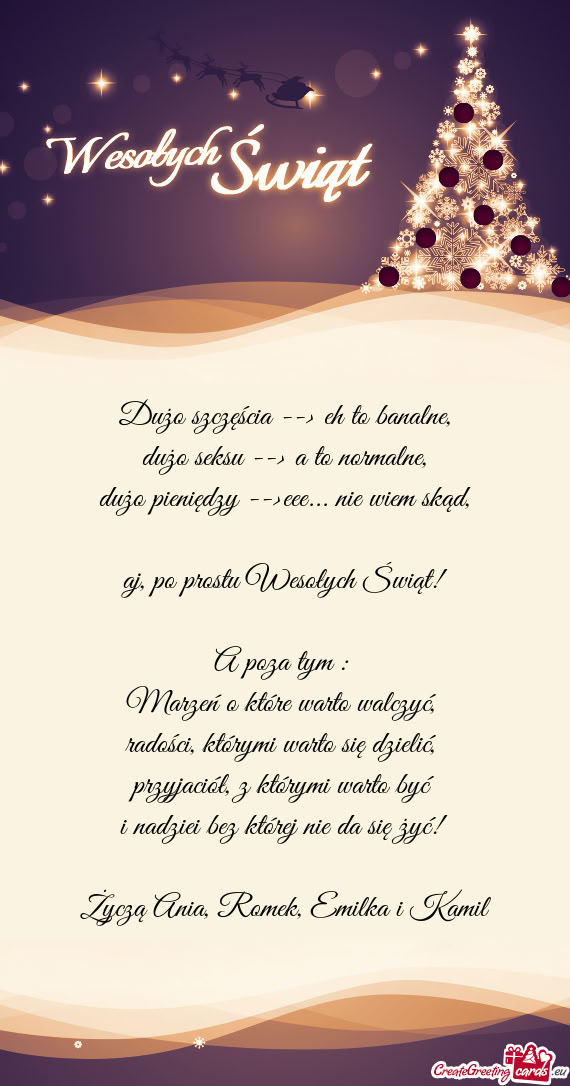 Życzą Ania, Romek, Emilka i Kamil