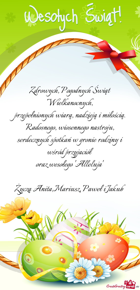 Życzą Anita,Mariusz, Paweł i Jakub