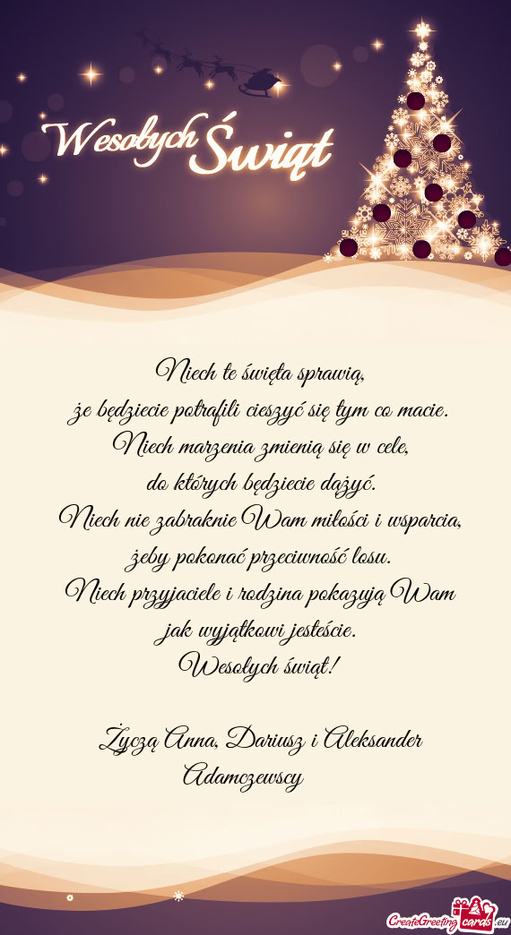 Życzą Anna, Dariusz i Aleksander Adamczewscy 🎄
