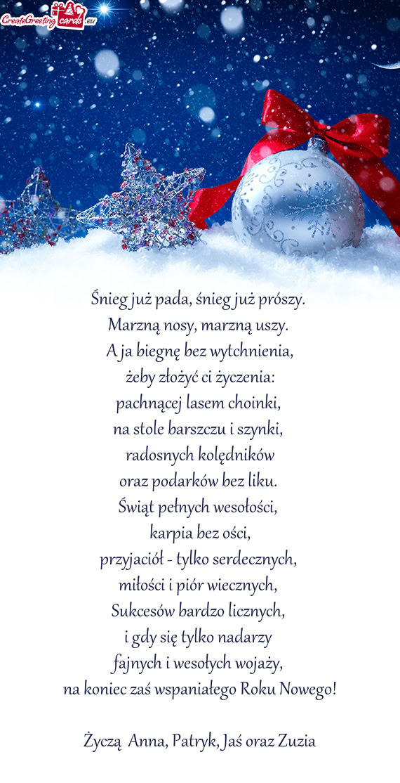 Życzą Anna, Patryk, Jaś oraz Zuzia