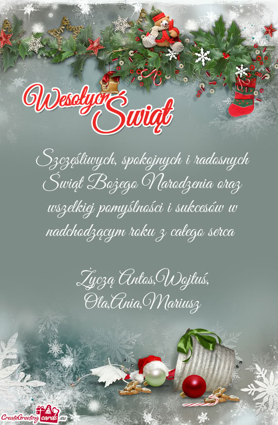 Życzą Antos,Wojtuś, Ola,Ania,Mariusz