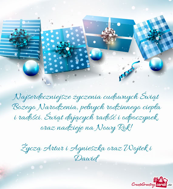 Życzą Artur i Agnieszka oraz Wojtek i Dawid