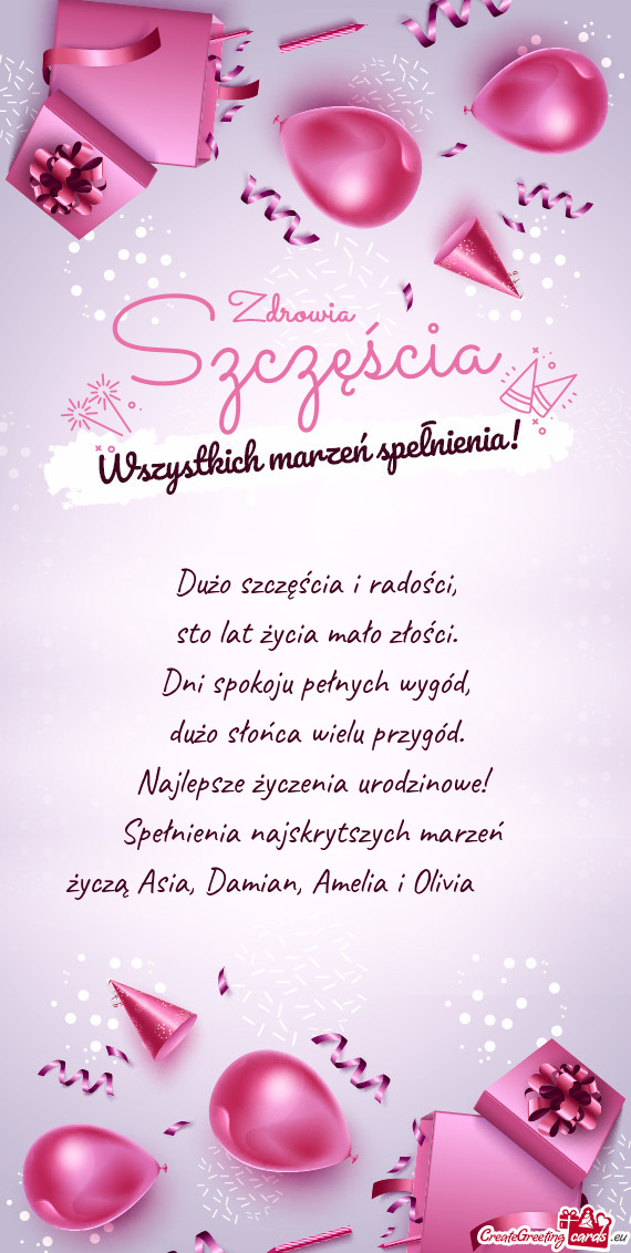 Życzą Asia, Damian, Amelia i Olivia 😘🥳🥳🩷