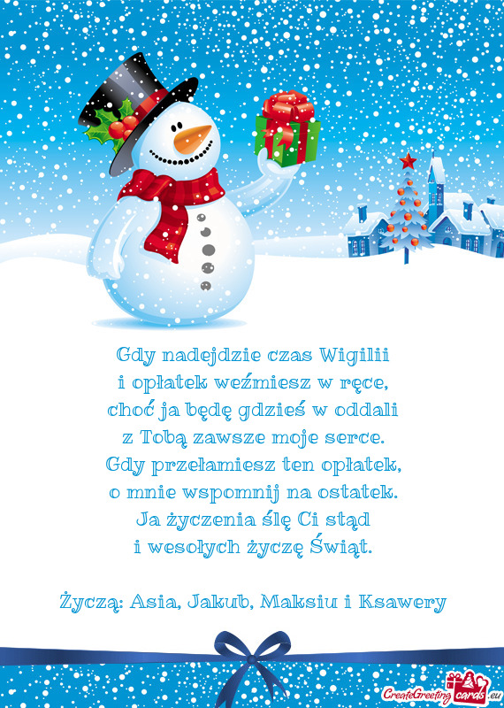 Życzą: Asia, Jakub, Maksiu i Ksawery