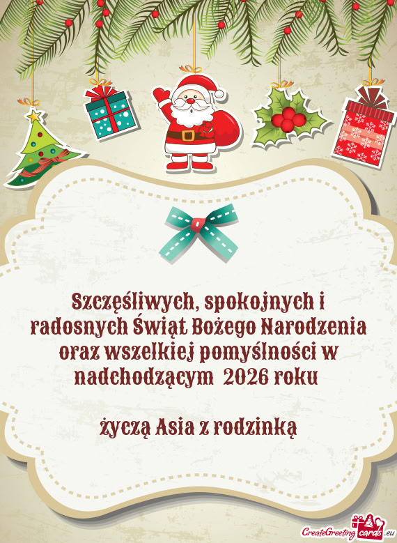 Życzą Asia z rodzinką