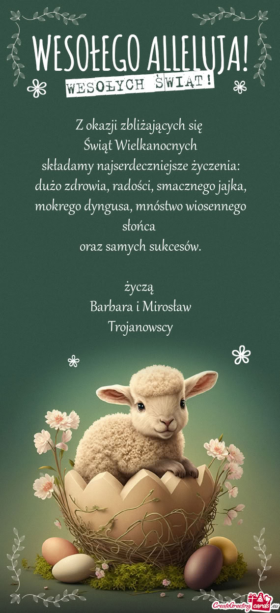 Życzą Barbara i Mirosław Trojanowscy