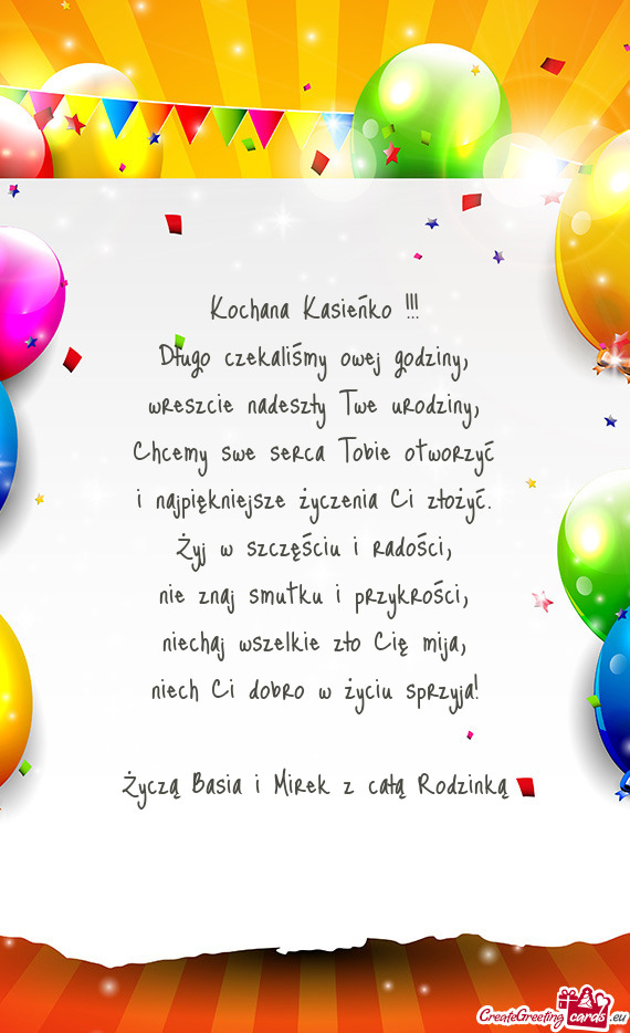 Życzą Basia i Mirek z całą Rodzinką