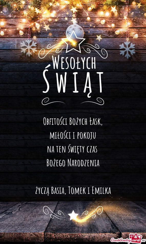 Życzą Basia, Tomek i Emilka