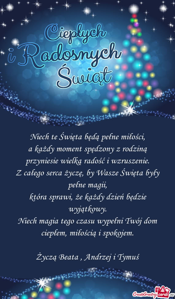 Życzą Beata , Andrzej i Tymuś